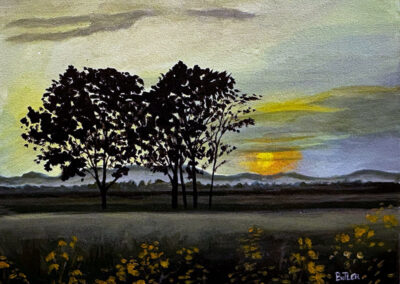 Landscape with Black Trees & Sunset