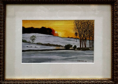 Snowy Landscape with Sunset